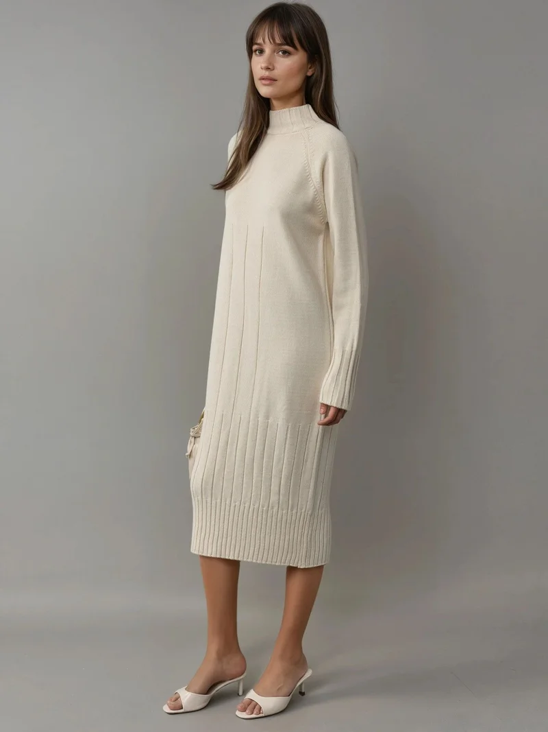 موضتي MY FASHION Half Turtleneck Midi Knitwear Dress