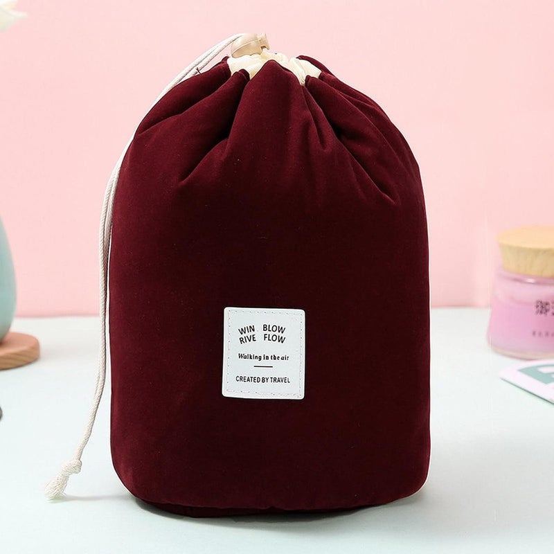klarako Cosmetic Bags Drawstring Barrel Makeup Bag,Women&Girls Portable Foldable Cases Multifunctional Toiletry Bucket Bags Travel Makeup Organizer Storage Pocket Soft Collapsible (E, One Size) - Image 2