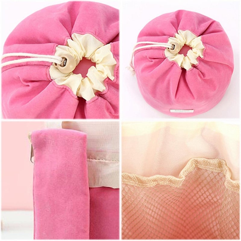klarako Cosmetic Bags Drawstring Barrel Makeup Bag,Women&Girls Portable Foldable Cases Multifunctional Toiletry Bucket Bags Travel Makeup Organizer Storage Pocket Soft Collapsible (E, One Size) - Image 3