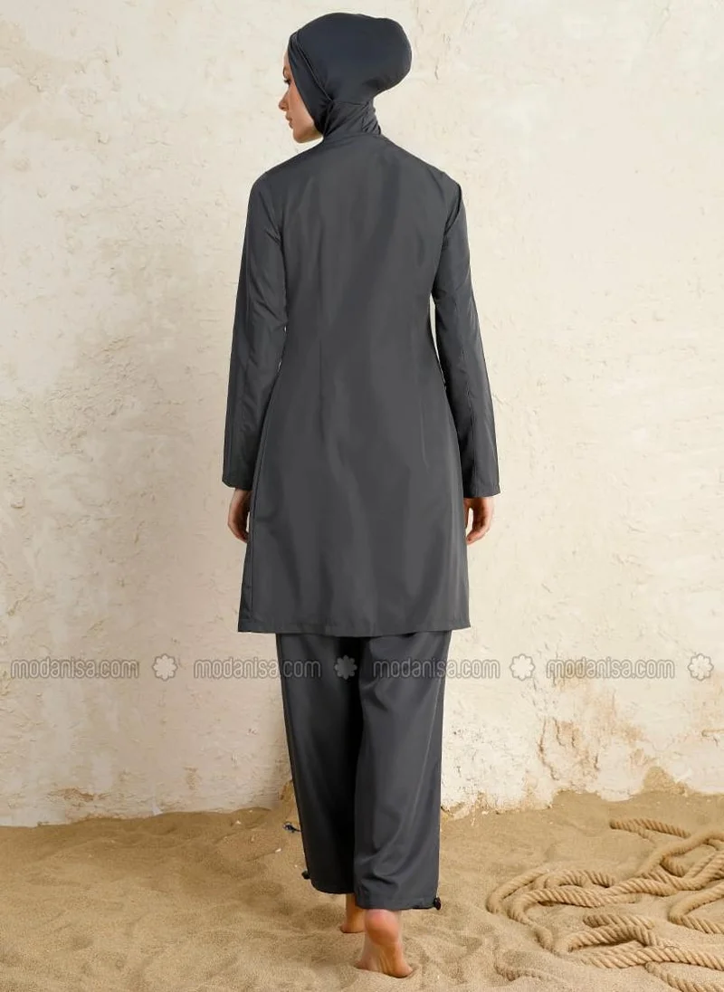 Mayo Bella by Modanisa Gray - Unlined - Full Coverage Swimsuit Burkini - Mayo Bella