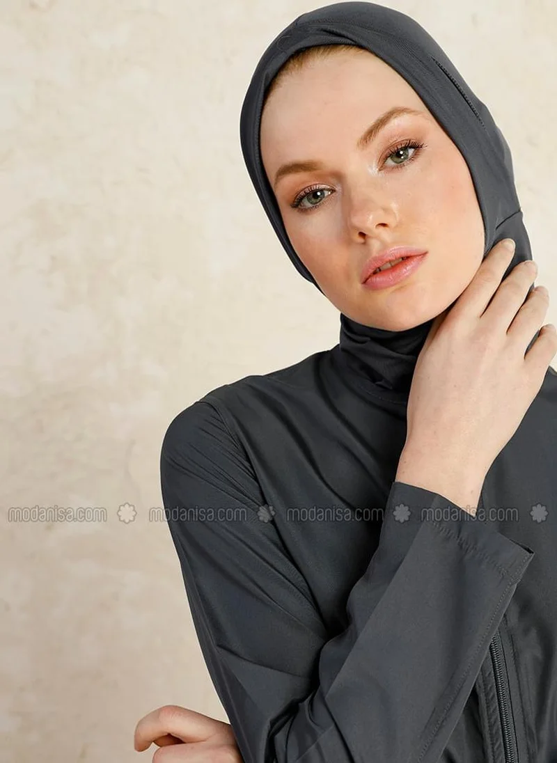 Mayo Bella by Modanisa Gray - Unlined - Full Coverage Swimsuit Burkini - Mayo Bella