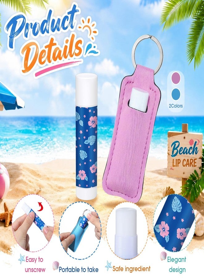 Sacubee 48 Pcs / 24 Set Hawaiian Party Favors Lip Balm Set with Matching Protective Cases, Pink and Blue Cartoon Summer Lip Balms Favors Ideal Gift for Birthday Party Supplies Goodie Bag Stuffers - Image 2