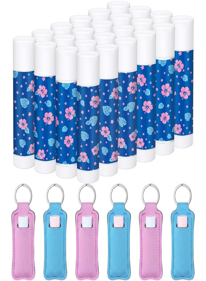Sacubee 48 Pcs / 24 Set Hawaiian Party Favors Lip Balm Set with Matching Protective Cases, Pink and Blue Cartoon Summer Lip Balms Favors Ideal Gift for Birthday Party Supplies Goodie Bag Stuffers - Image 1