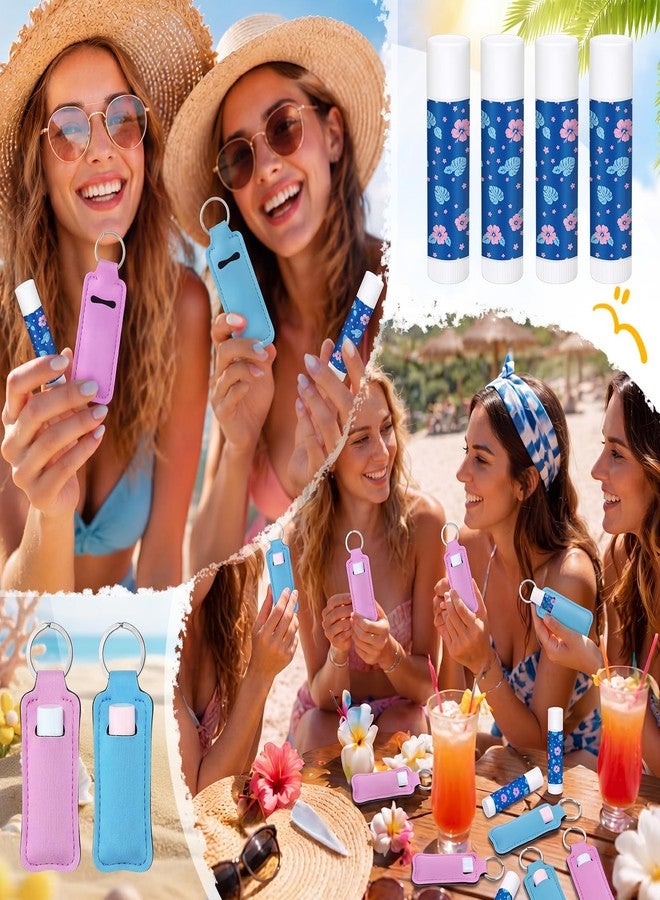 Sacubee 48 Pcs / 24 Set Hawaiian Party Favors Lip Balm Set with Matching Protective Cases, Pink and Blue Cartoon Summer Lip Balms Favors Ideal Gift for Birthday Party Supplies Goodie Bag Stuffers - Image 5