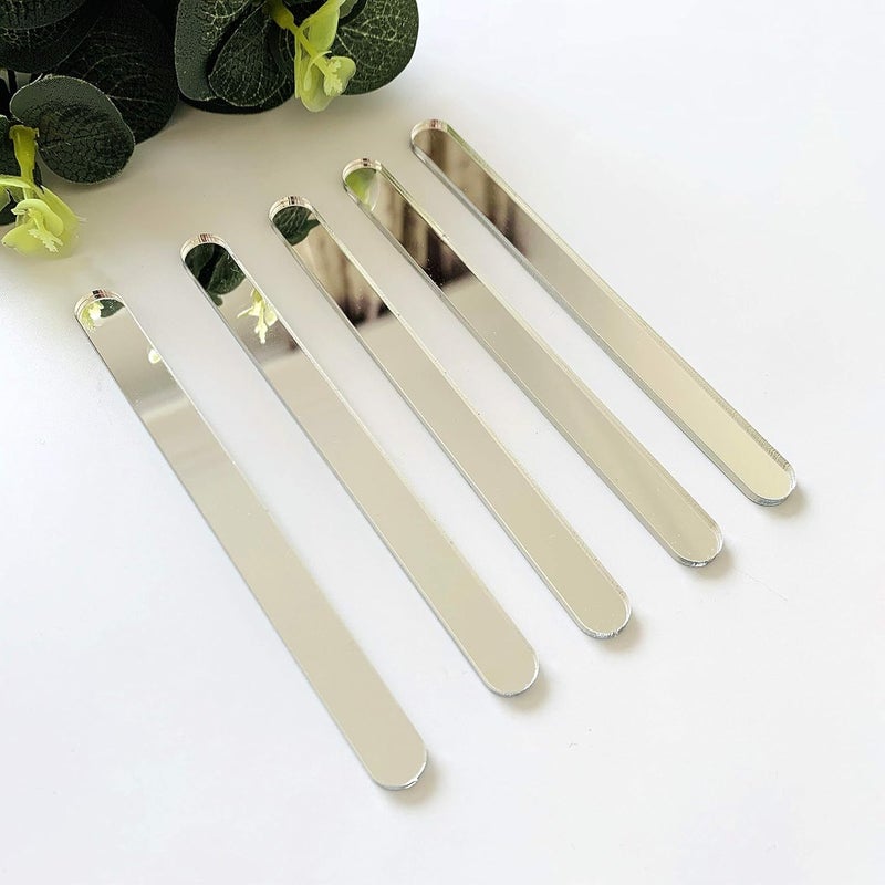 CHENRUI 20 Pcs Acrylic Cakesicle Popsicle Sticks for Ice Creamsicle Candy Apple (Mirror Silver) - Image 1
