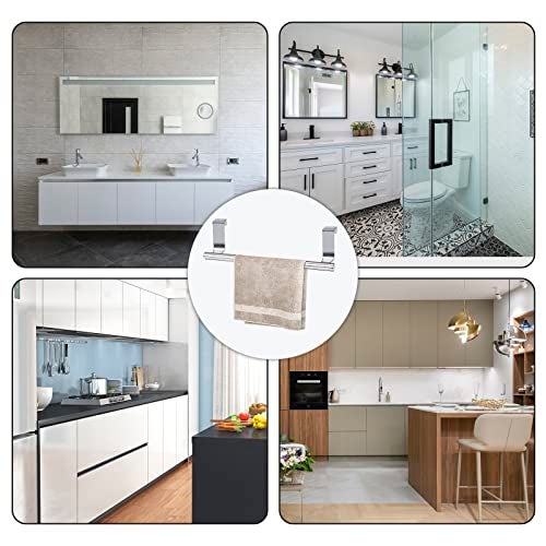 DIBALIYI Cabinet Door Towel Bar, Dish Towel Rack for Cabinet, Stainless Steel kitchen Towel Holder, Over the Door Hand Towel Hanger for Kitchen Bathroom Cupboard, 2 Pack (2*Small-Silver) - Image 4