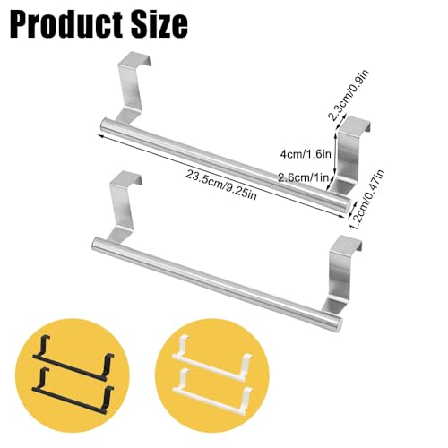 DIBALIYI Cabinet Door Towel Bar, Dish Towel Rack for Cabinet, Stainless Steel kitchen Towel Holder, Over the Door Hand Towel Hanger for Kitchen Bathroom Cupboard, 2 Pack (2*Small-Silver) - Image 2