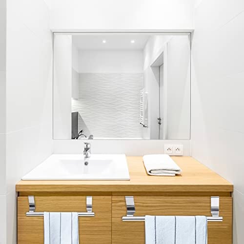 DIBALIYI Cabinet Door Towel Bar, Dish Towel Rack for Cabinet, Stainless Steel kitchen Towel Holder, Over the Door Hand Towel Hanger for Kitchen Bathroom Cupboard, 2 Pack (2*Small-Silver) - Image 3