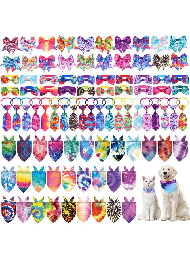 ريجيناري مجموعة من 120 قطعة من أوشحة الكلاب المصبوغة بالربطة من Reginary، مجموعة من ربطات العنق ووشاح القطط الملونة القابلة للغسل، منديل الحيوانات الأليفة المثلث، مريلة لطيفة لفصل الصيف، إكسسوارات العناية بالحيوانات الأليفة الصغيرة والمتوسطة والكبيرة، أزياء تنكرية - Image 1