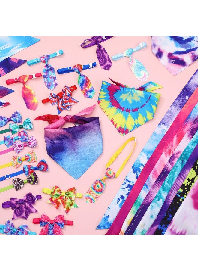 ريجيناري مجموعة من 120 قطعة من أوشحة الكلاب المصبوغة بالربطة من Reginary، مجموعة من ربطات العنق ووشاح القطط الملونة القابلة للغسل، منديل الحيوانات الأليفة المثلث، مريلة لطيفة لفصل الصيف، إكسسوارات العناية بالحيوانات الأليفة الصغيرة والمتوسطة والكبيرة، أزياء تنكرية - Image 4