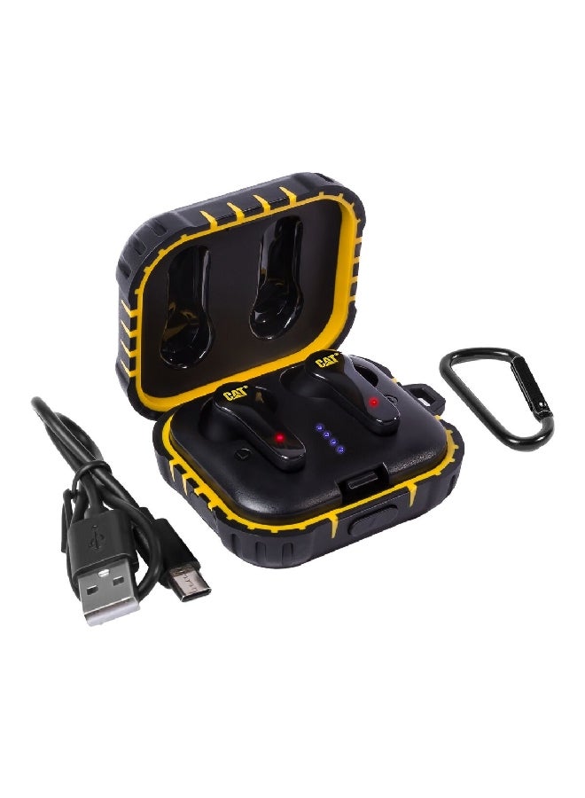CAT Bluetooth Noise Cancelling Earbuds Black and Yellow 4.2 x 9.2 x 13.5 cm CAT-BTEARBUD - Image 1
