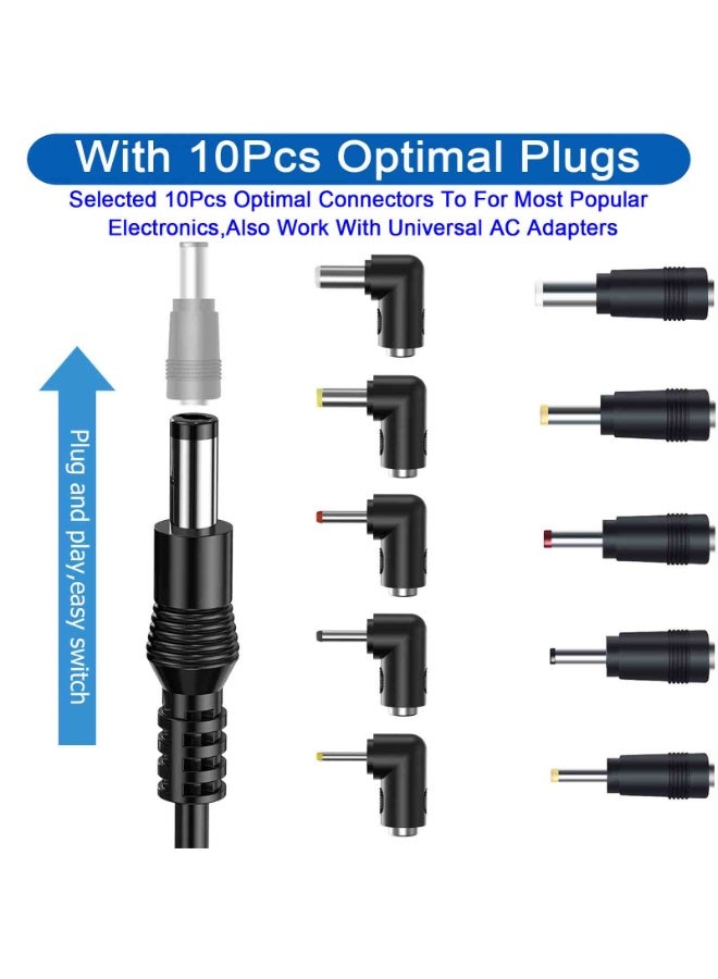 هيدفانا 11 قطعة كابل شحن عالمي 5 فولت USB إلى تيار مستمر 5.5 × 2.1 مم بمقبس توصيل عالمي 5.5 × 2.1 مم مع 10 موصلات قابلة للتبديل - Image 4
