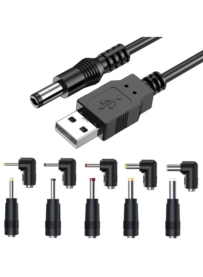هيدفانا 11 قطعة كابل شحن عالمي 5 فولت USB إلى تيار مستمر 5.5 × 2.1 مم بمقبس توصيل عالمي 5.5 × 2.1 مم مع 10 موصلات قابلة للتبديل - Image 1