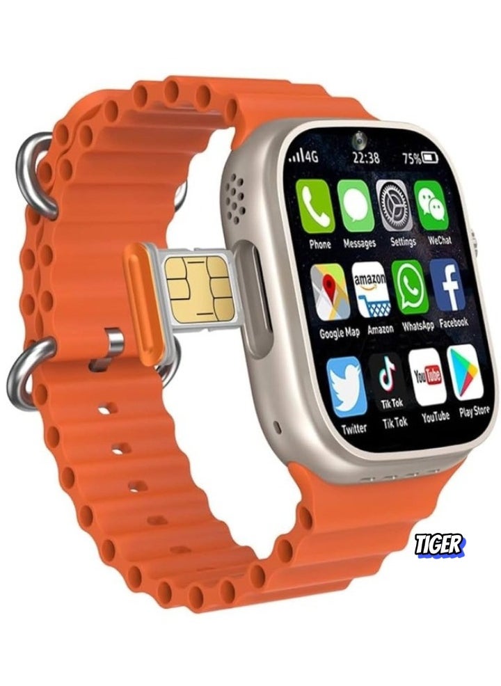 TIGER - 5G Android Smart Watch TU94 with SIM Card Slot, Multi-App Compatibility, Dual Straps – Perfect for Men and Women – Fitness Tracker, Heart Rate Monitor, GPS, 1.78" HD Display, Long Battery Life, Waterproof, Bluetooth Connectivity – The Ultimate Smartwatch for Active Lifestyles - Image 1