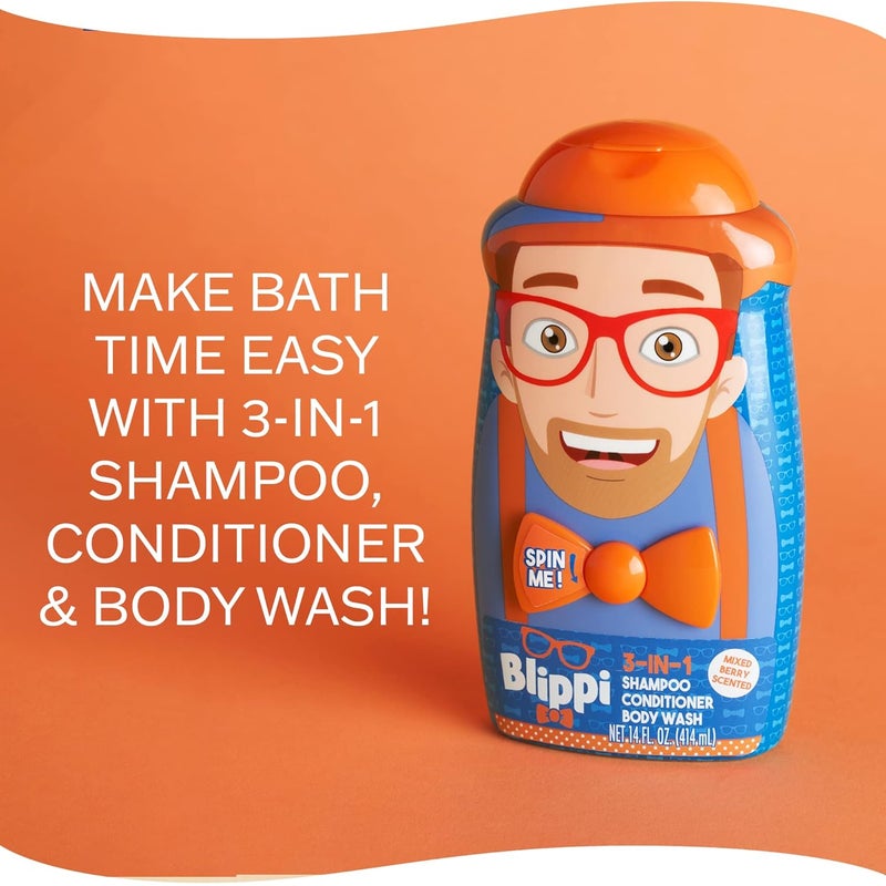Blippi غسول الجسم للأطفال 3 في 1 من تذوق الجمال، شامبو وبلسم، 14 أونصة، برائحة التوت المختلط - Image 4