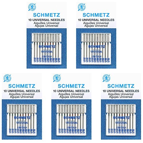 Schmetz 50 Schmetz Universal Sewing Machine Needles - Assorted Sizes - Box of 5 Cards - Image 1