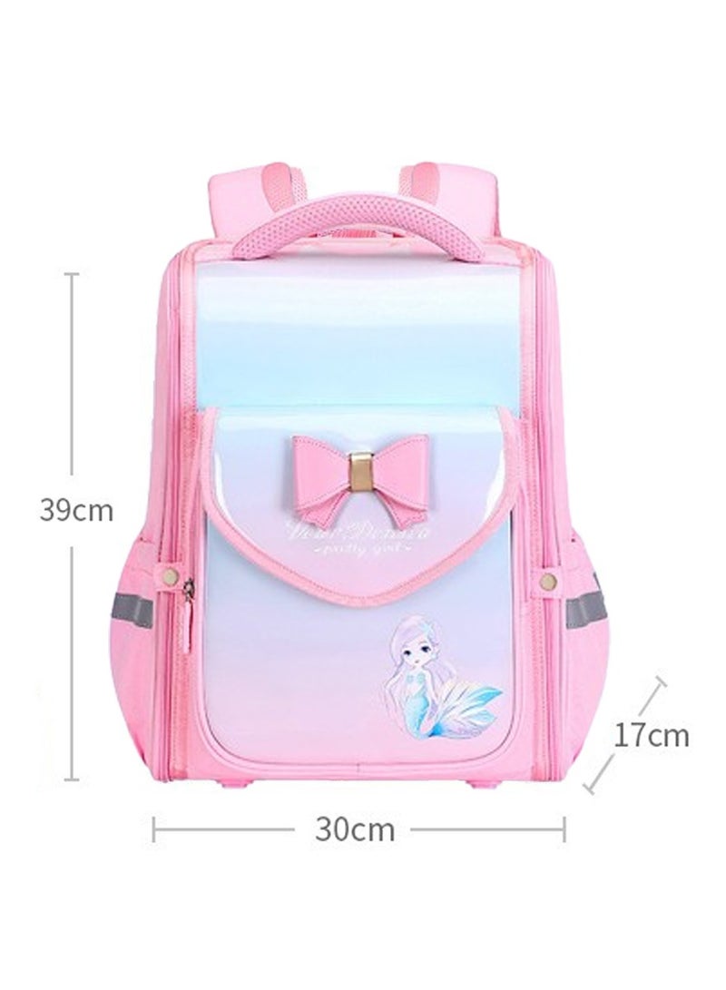 High Quality PU Backpack for Kids,Ergonomic School Bag,Waterproof,Antifouling,Spine Protection Design,Perfect Gift for Back to School Season(Pink Blue)  - Image 4