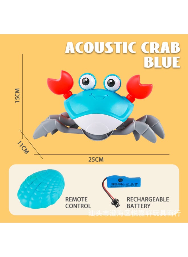 Remote Control Electric Induction Crab 2.4G Anti-interference With Sound And Light Charging Crawling Children's Baby Remote Control Toys-Color:2.4G Shell Remote Control Crab-Blue  - Image 1