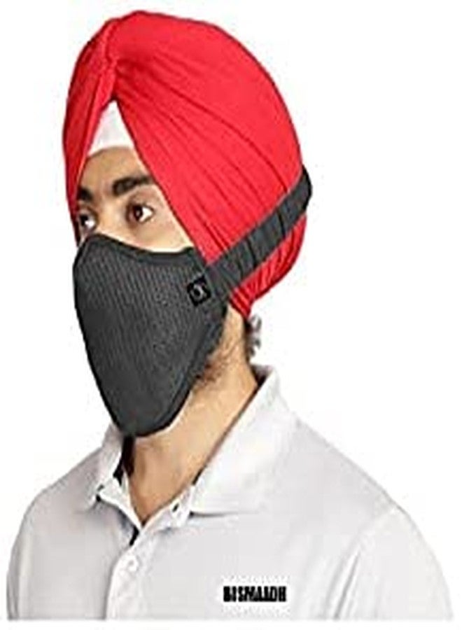 بسماد قناع وجه مطاطي مناسب للعمامة من بسمة، رمادي اللون، عبوة من قطعتين - Image 1