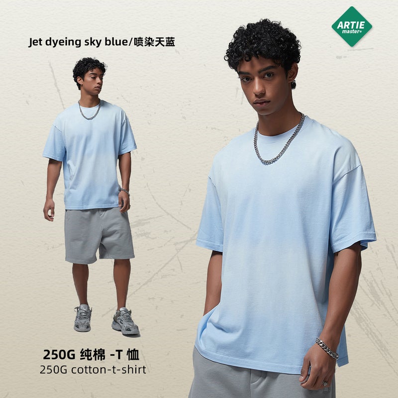 Artie Men'S Vintage Men'S Short-Sleeved T-Shirt Oversize Spray-Dyed White Fashion Brand Men'S T-Shirt - Image 1