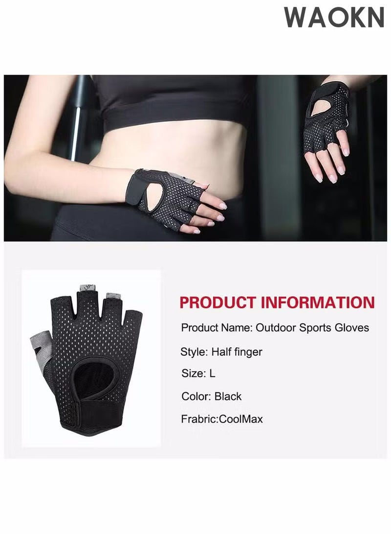 WAOKN Gym Gloves for Men Women Wrist Support Gloves Breathable Non-Slip Gloves for Workout Training Weight Lifting Yoga Dumbbell Bodybuilding Cycling Exercise Breathable Half Finger Exercise Gloves - Image 3