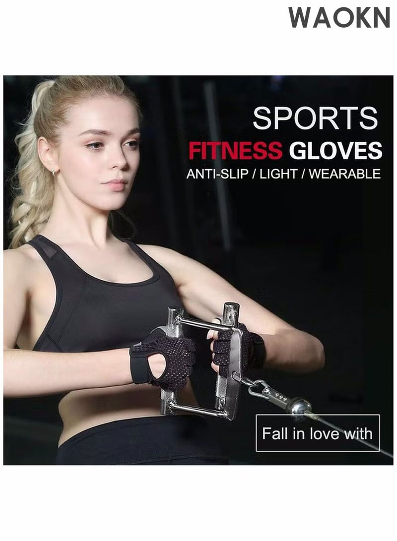 WAOKN Gym Gloves for Men Women Wrist Support Gloves Breathable Non-Slip Gloves for Workout Training Weight Lifting Yoga Dumbbell Bodybuilding Cycling Exercise Breathable Half Finger Exercise Gloves - Image 4