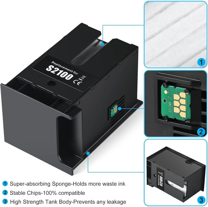 CANOFF S2100 / SC13MB Ink Maintenance Tank Box with Chip for SC-F530/ F531/ T3130/ T5130 /SC-T3150 / 3150N / T5150 / T5150N / Surecolor SC-F570 T3170 Printers(S2100 C13S210057 SC13MB Maintenance Box) - Image 3