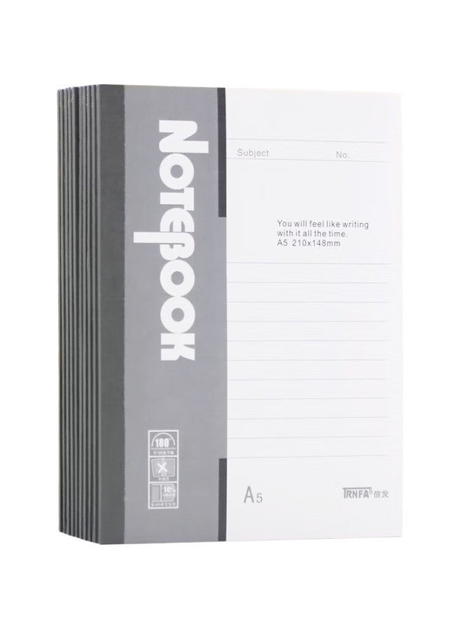 Trnfa Xianfa Trnfa Tn-A540Gy, 10 Gray Pack Soft Copy Books, 40-Page Notebook Diary, A5 Inner Pages Wirebound Journal - Image 1