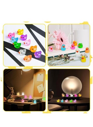 100pcs Mini Bright Resin Ducks Colorful Luminous Figurines Garden Ducks Tiny Ducks Ornaments Micro Landscape Garden for Dollhouse Ornament Garden Statue Landscape Craft Decorative - view 2