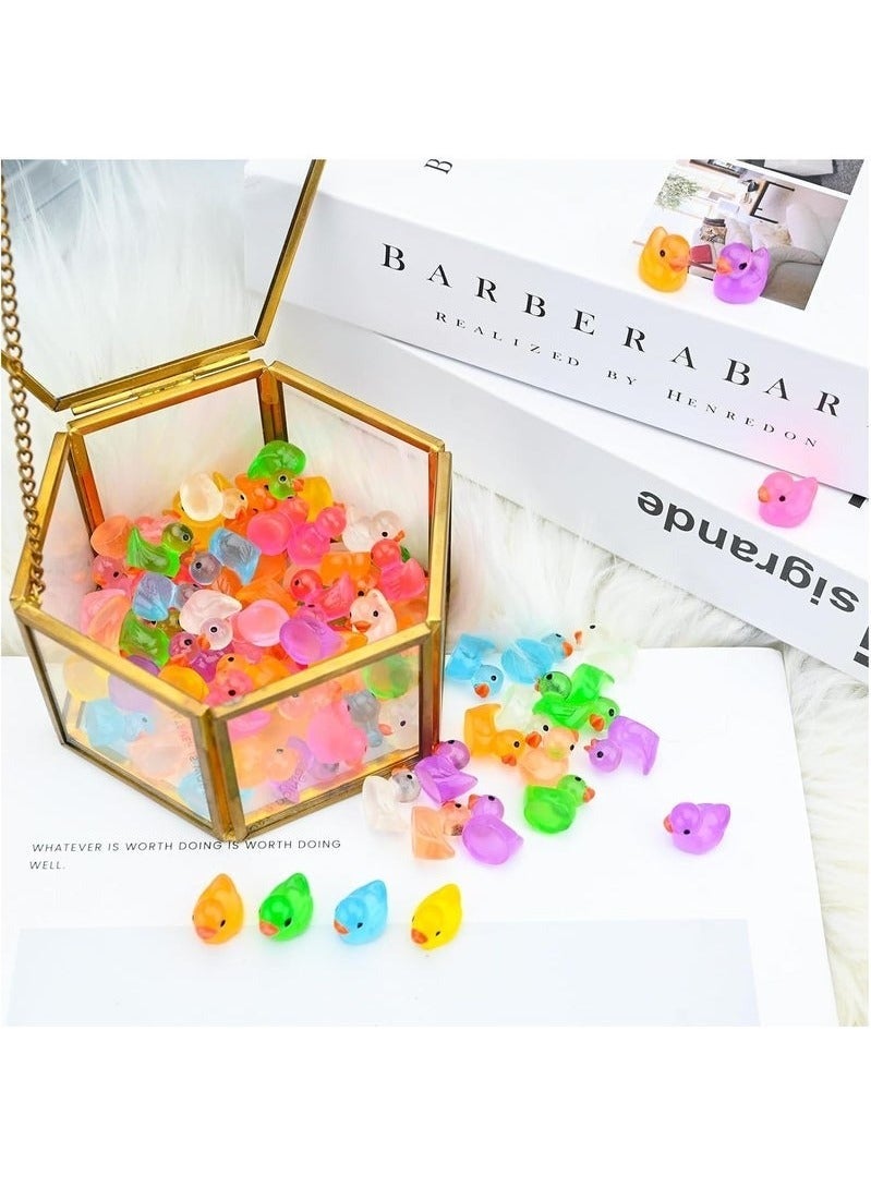 rocooart 100pcs Mini Bright Resin Ducks Colorful Luminous Figurines Garden Ducks Tiny Ducks Ornaments Micro Landscape Garden for Dollhouse Ornament Garden Statue Landscape Craft Decorative - Image 3