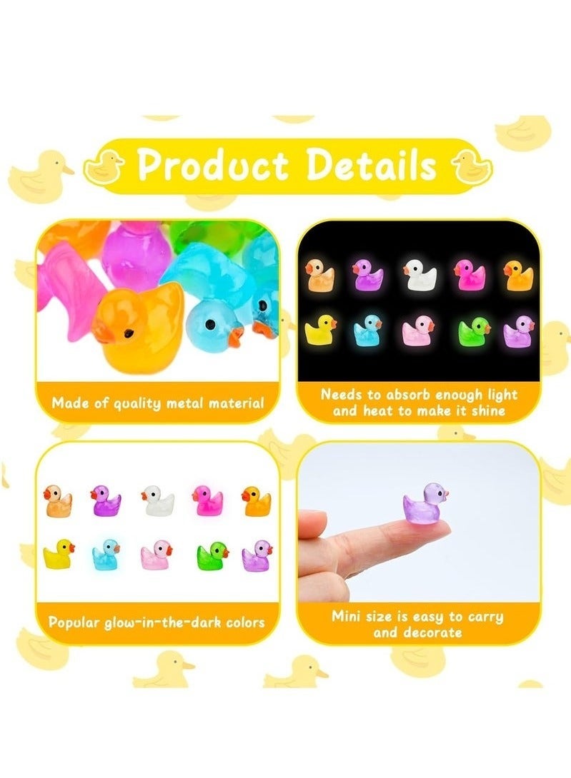 rocooart 100pcs Mini Bright Resin Ducks Colorful Luminous Figurines Garden Ducks Tiny Ducks Ornaments Micro Landscape Garden for Dollhouse Ornament Garden Statue Landscape Craft Decorative - Image 4