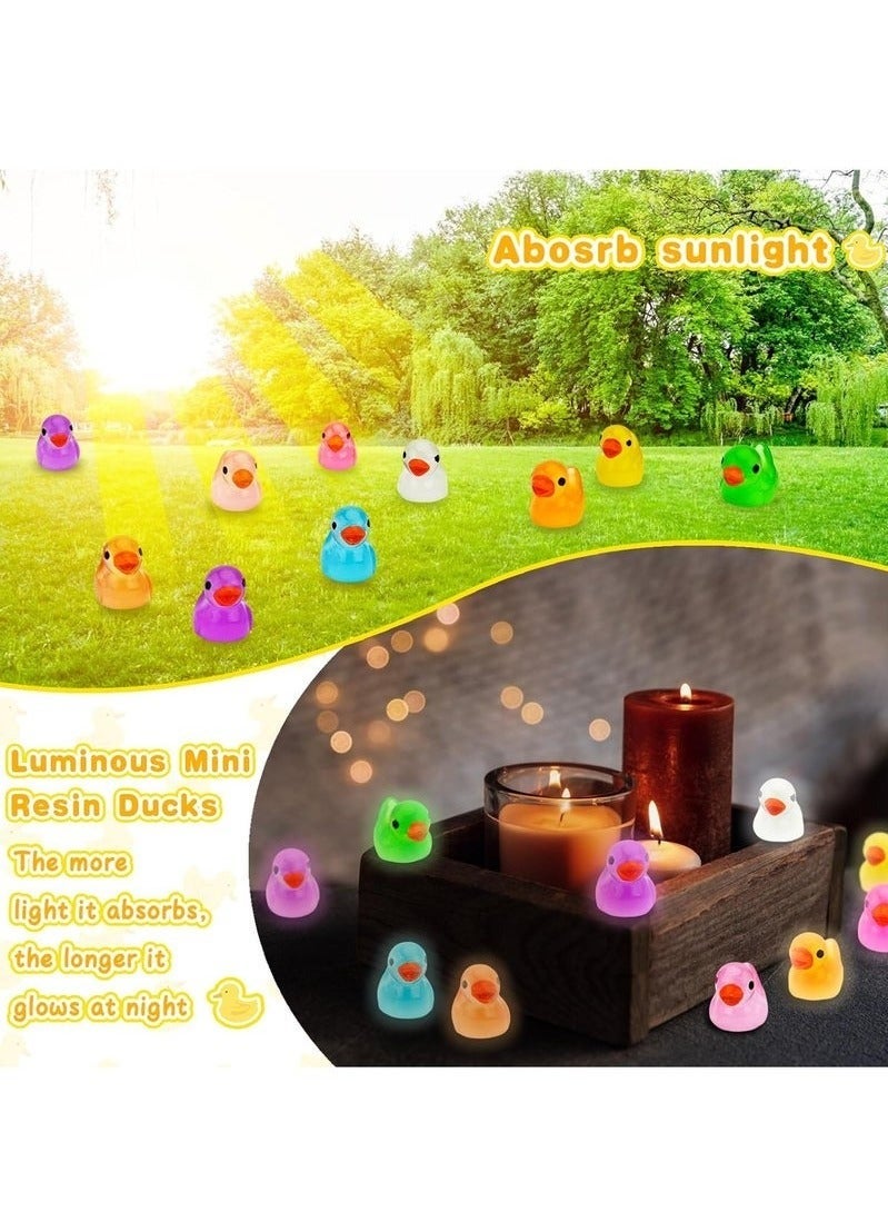 rocooart 100pcs Mini Bright Resin Ducks Colorful Luminous Figurines Garden Ducks Tiny Ducks Ornaments Micro Landscape Garden for Dollhouse Ornament Garden Statue Landscape Craft Decorative - Image 5