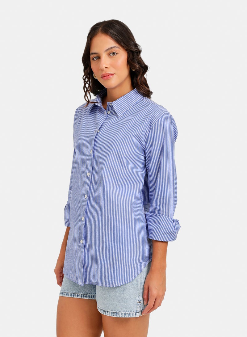 Carina Striped High-Low Shirt - Image 3