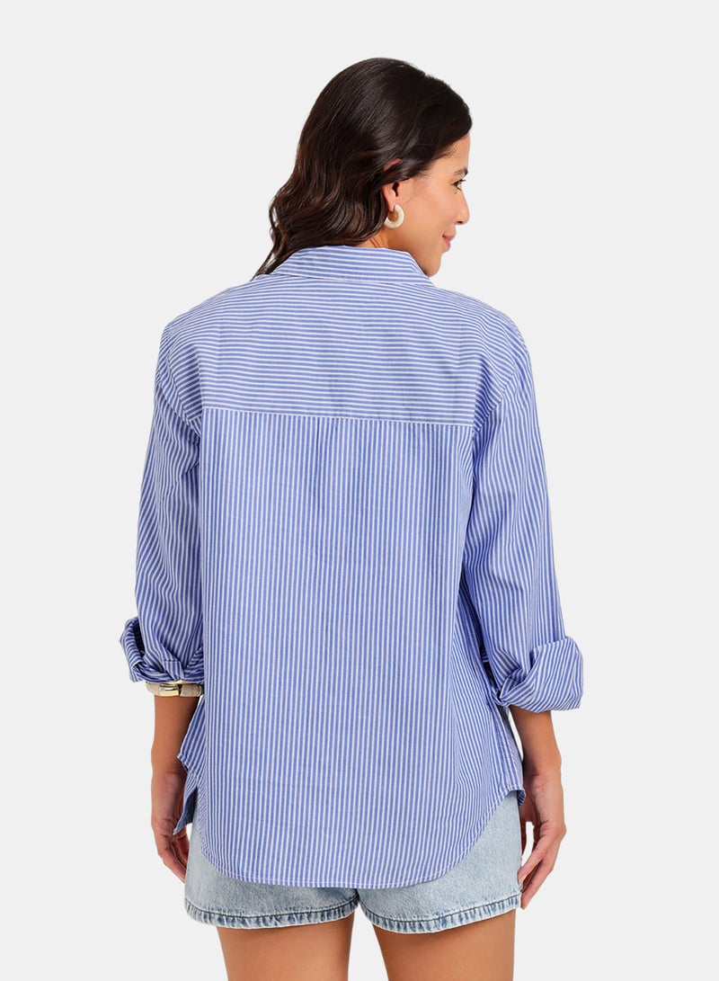 Carina Striped High-Low Shirt - Image 4