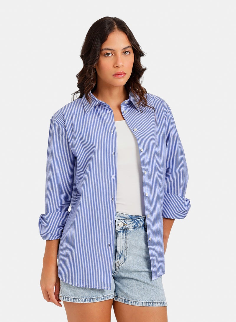 Carina Striped High-Low Shirt - Image 2