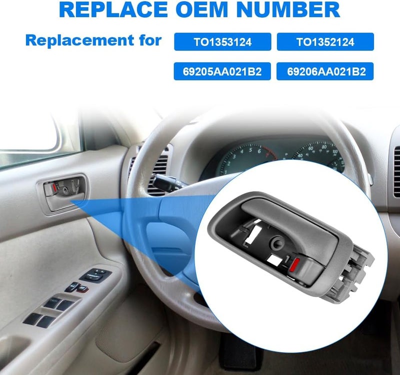 JDMON Gray Interior Door Handles Set for Toyota Camry 2002-2006 - Image 3