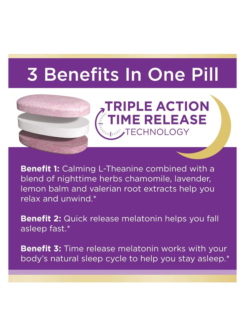 Nature's Bounty Melatonin, Sleep3 Maximum Strength 100% Drug Free Sleep Aid, Dietary Supplement, L-Theanine & Nighttime Herbal Blend Time Release Technology, 10mg, 30 Tri-Layered Tablets