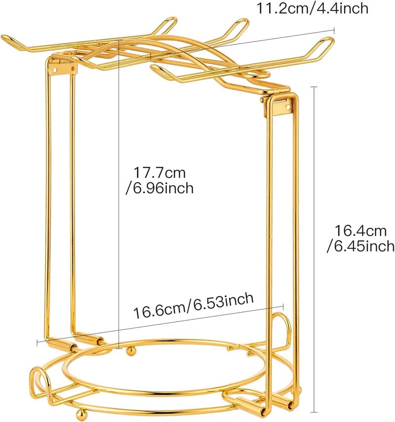 CHILDIKE Teacups and Saucers Display Stand, Tea Cup Holder, Metal Foldable Storage Rack for Espresso and Cappuccino Cup - Gold - Image 2