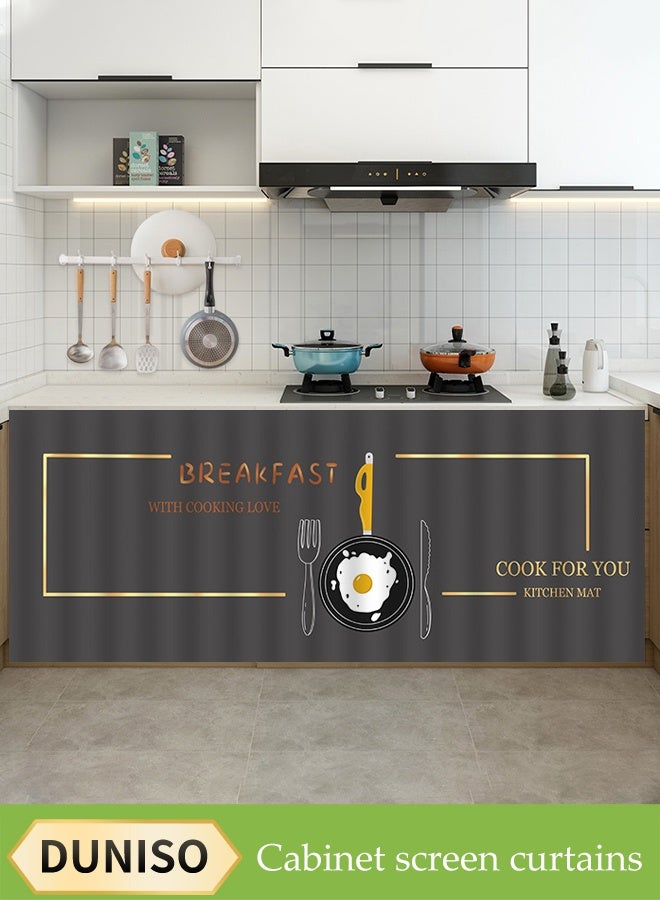 DUNISO Kitchen Cabinet Curtain, Velcro Sundries Rack Door Curtain, Pull Curtain, Punch-Free Cabinet Dust Fume Curtain, Sink Curtain, Locker Privacy Curtain, Shelf Cabinet Curtain, Bookcase Shoe Rack Dust Curtain, Self-Adhesive 100*140cm  - Image 1