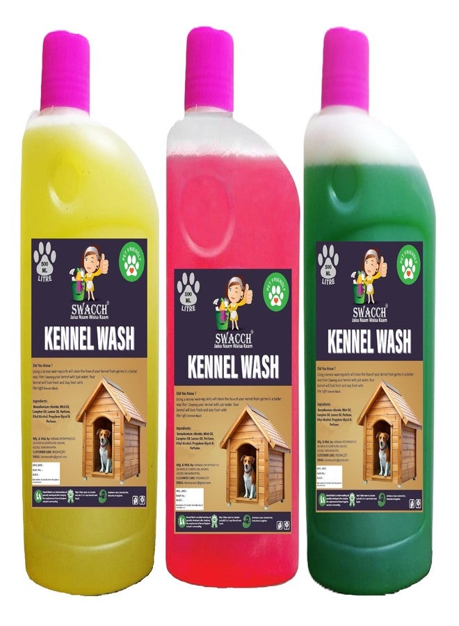 swacch Kennel Wash (500ml) (Combo Pack of 3) Lemon, Rose & Jasmine I Pet Stain & Odour Remover I Pet Floor Cleaner Liquid I Dog and Cat Friendly - Image 1