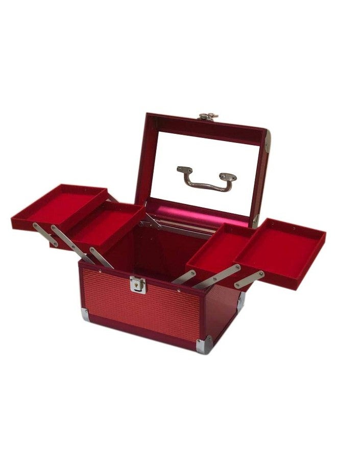 Adson Professional Beauty Makeup Cosmetic Vanity Case/Box (Cherry Red) - Image 4