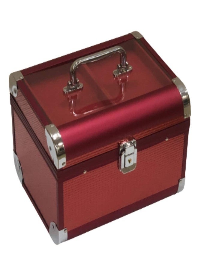 Adson Professional Beauty Makeup Cosmetic Vanity Case/Box (Cherry Red) - Image 1