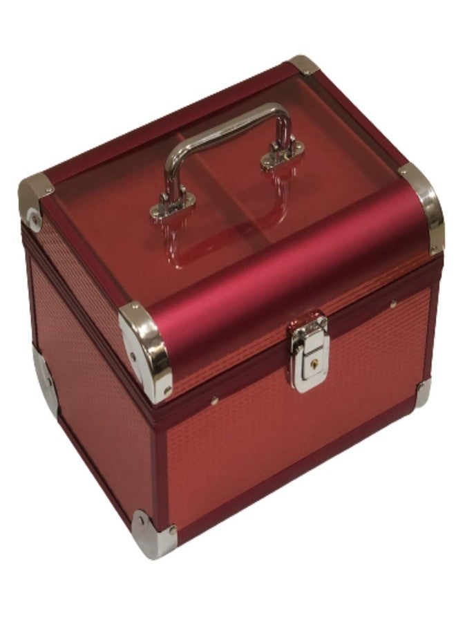Adson Professional Beauty Makeup Cosmetic Vanity Case/Box (Cherry Red) - Image 3