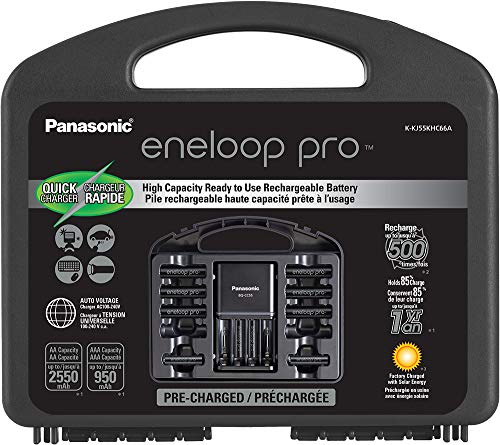 eneloop Panasonic K-KJ55KHC66A eneloop pro High Capacity Rechargeable Batteries Power Pack 6AA, 6AAA, 4 Hour Quick Battery Charger and Plastic Storage Case - Image 1