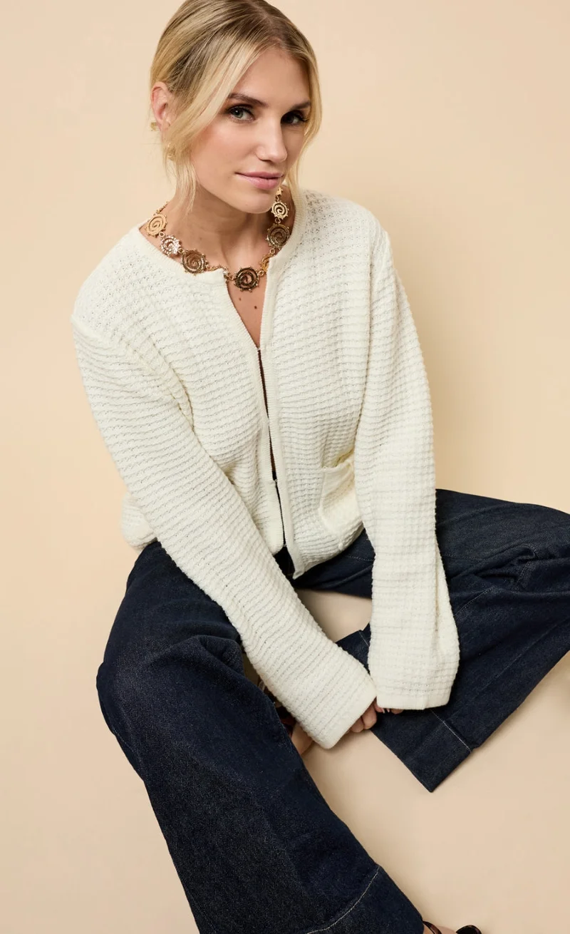 ليتل مسترس كارديجان محبوك بجيوب مزينة بفيونكة