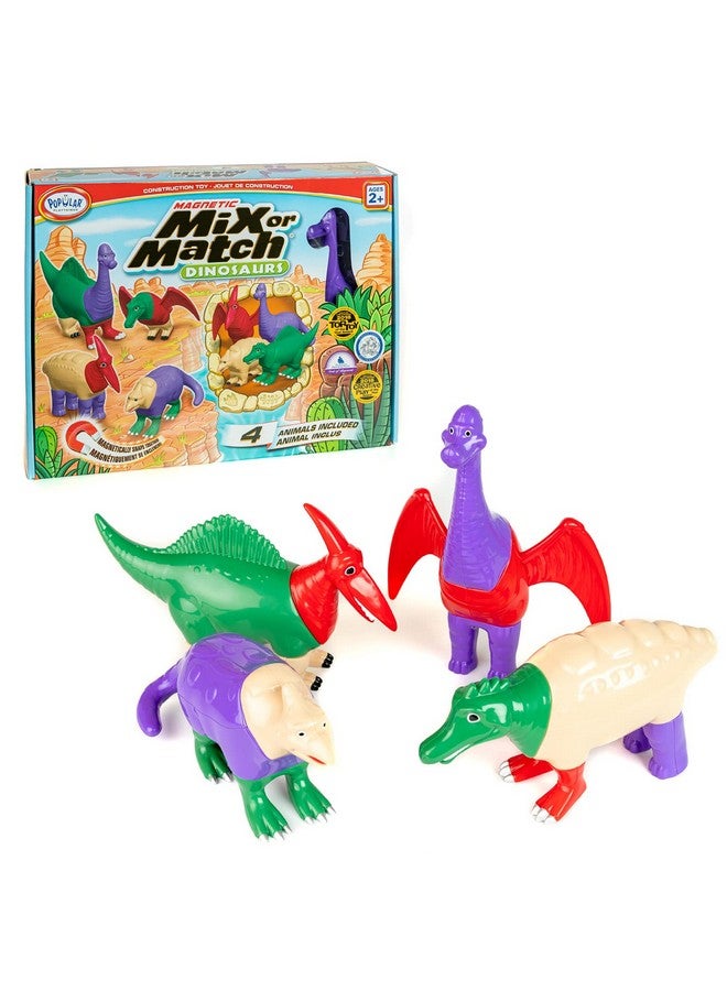 POPULAR PLAYTHINGS Magnetic Mix or Match Dinosaurs Toy Play Set, 12 Pieces - Image 1