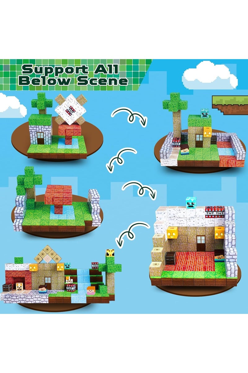 150 PCS Magnetic Blocks – Build Mine Magnet World & Creative Magnet Cubes Construction Set, STEM Sensory Toys for Kids, Boys & Girls Ages 3-10, Classroom & Birthday Gifts - Image 3