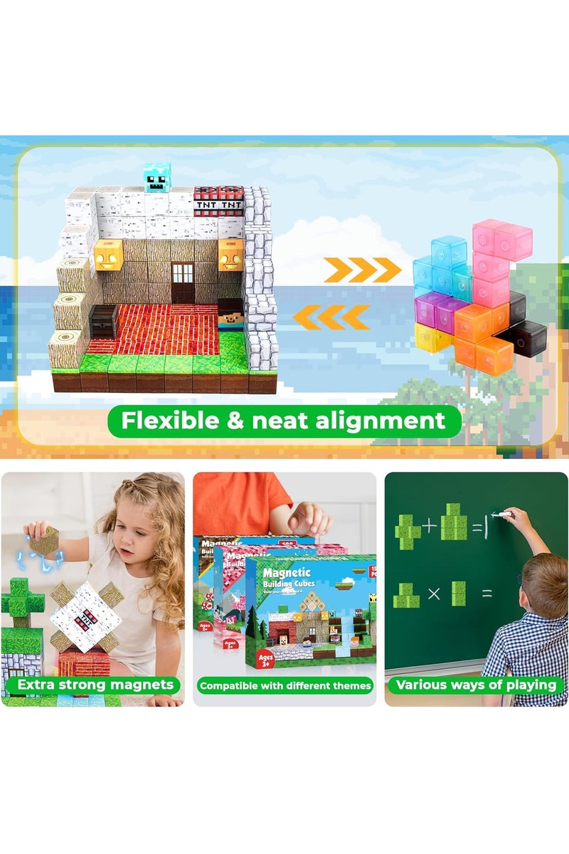 150 PCS Magnetic Blocks – Build Mine Magnet World & Creative Magnet Cubes Construction Set, STEM Sensory Toys for Kids, Boys & Girls Ages 3-10, Classroom & Birthday Gifts - Image 5