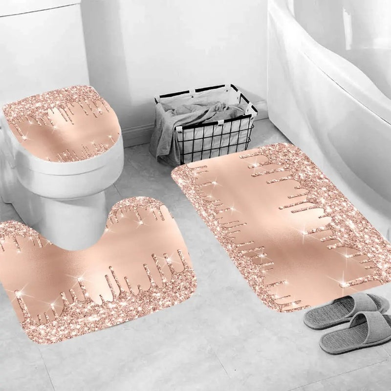 Y&D High Quality 4-Piece Bathroom Rug Set New Waterproof Cute Luxury 3D Printed Shower Curtain Polyester Material - Image 3