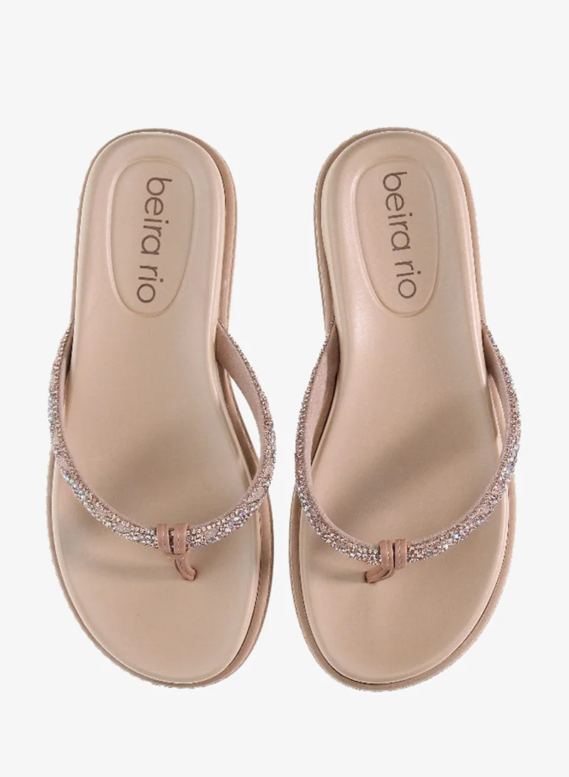 Beira Rio Beige Flat Sandals for Women – Stylish Ladies Flat Sandals & Comfortable Flat Slippers for Women | Best Price UAE